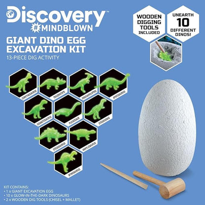 DISCOVERY SCIENCE TOY DINOSAUR EXCAVATION JUMBO EGG 13 PC SET